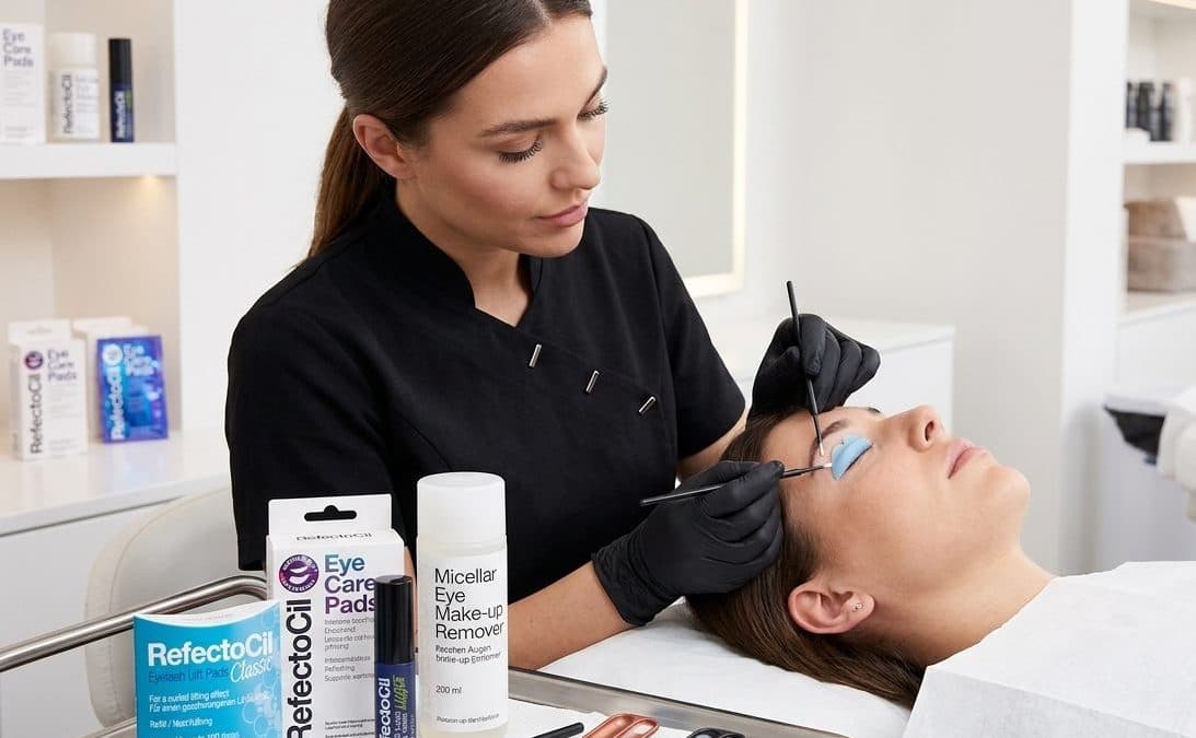 Professional lash lift treatment in salon