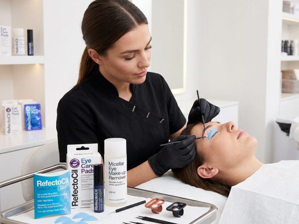 Professional lash lift treatment in salon