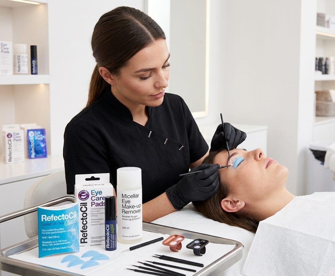 Professional lash lift treatment in salon